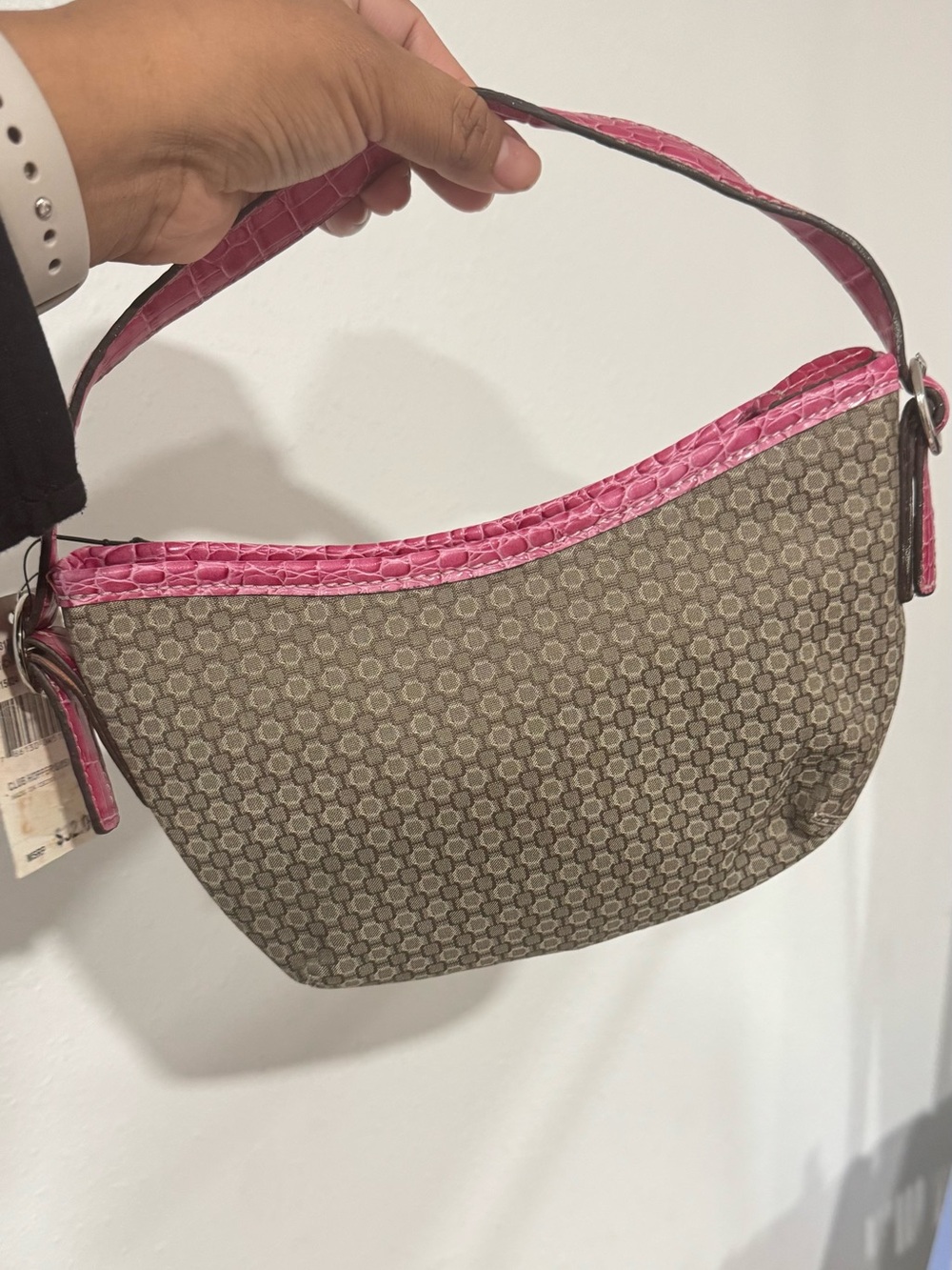Nine West Pink Croc Embossed Trim Patterned Shoulder Bag